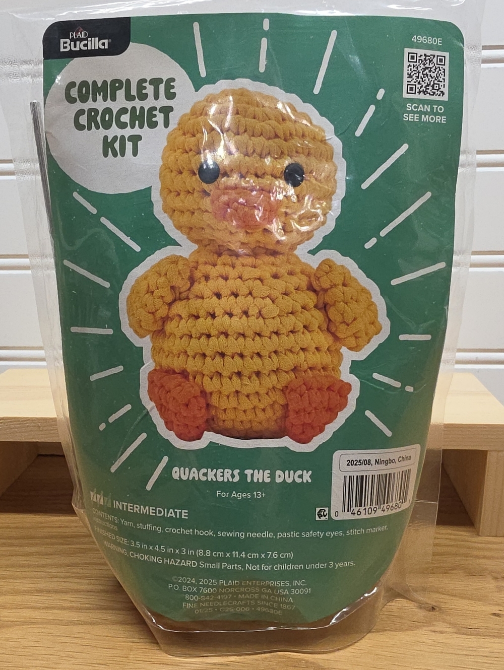 Plaid Bucilla Yellow and Orange Crochet Quackers The Duck Kit
